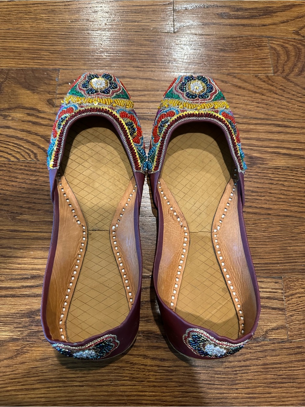 Hand-Beaded Multicolor Women's Jutti Flats